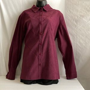 Allison Daley Long Sleeves Buttoned Down Blouse Burgundy Size 14